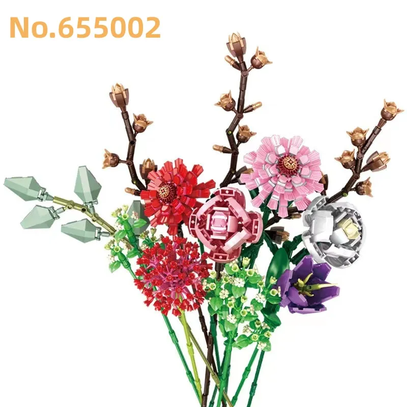 Panlos Blocks Kids Building Toys Bricks Girls Flowers Bouquet Puzzle Home Decor Women Holiday Gift 655001 655002 655007 655008
