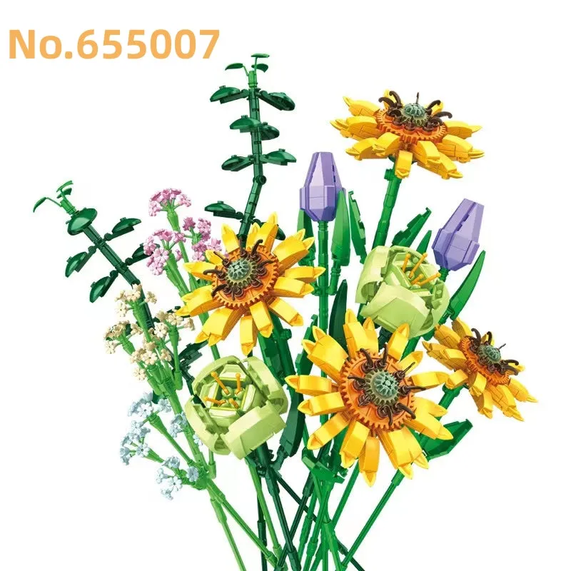 Panlos Blocks Kids Building Toys Bricks Girls Flowers Bouquet Puzzle Home Decor Women Holiday Gift 655001 655002 655007 655008