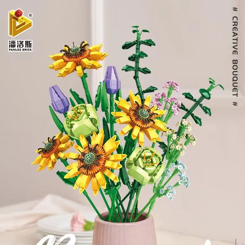 Panlos Blocks Kids Building Toys Bricks Girls Flowers Bouquet Puzzle Home Decor Women Holiday Gift 655001 655002 655007 655008