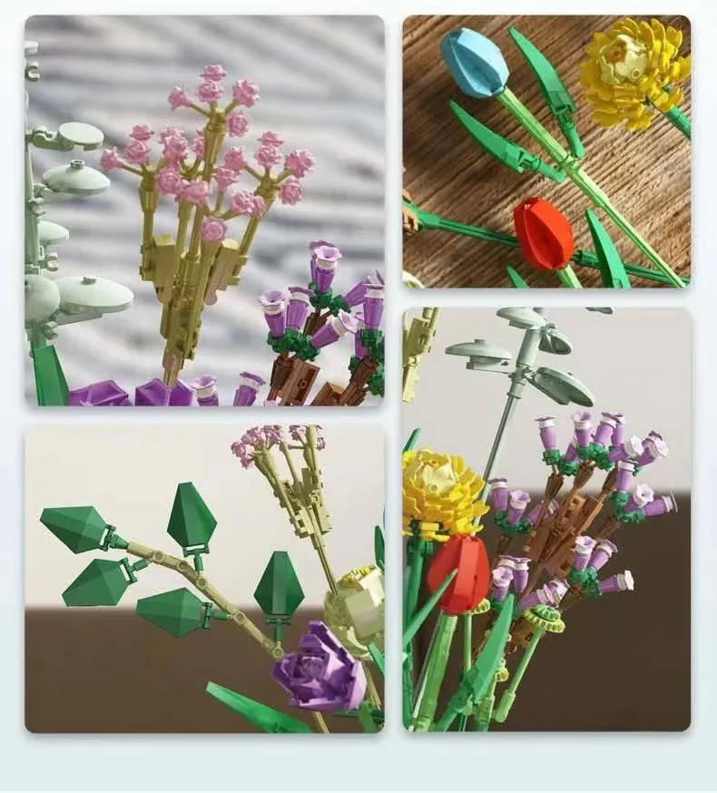 Panlos Blocks Kids Building Toys Bricks Girls Flowers Bouquet Puzzle Home Decor Women Holiday Gift 655001 655002 655007 655008