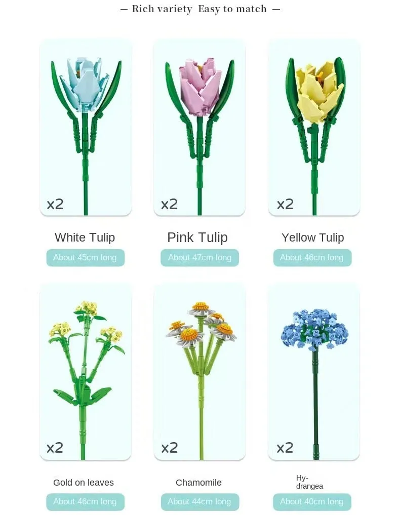 Panlos Blocks Kids Building Toys Bricks Girls Flowers Bouquet Puzzle Home Decor Women Holiday Gift 655001 655002 655007 655008