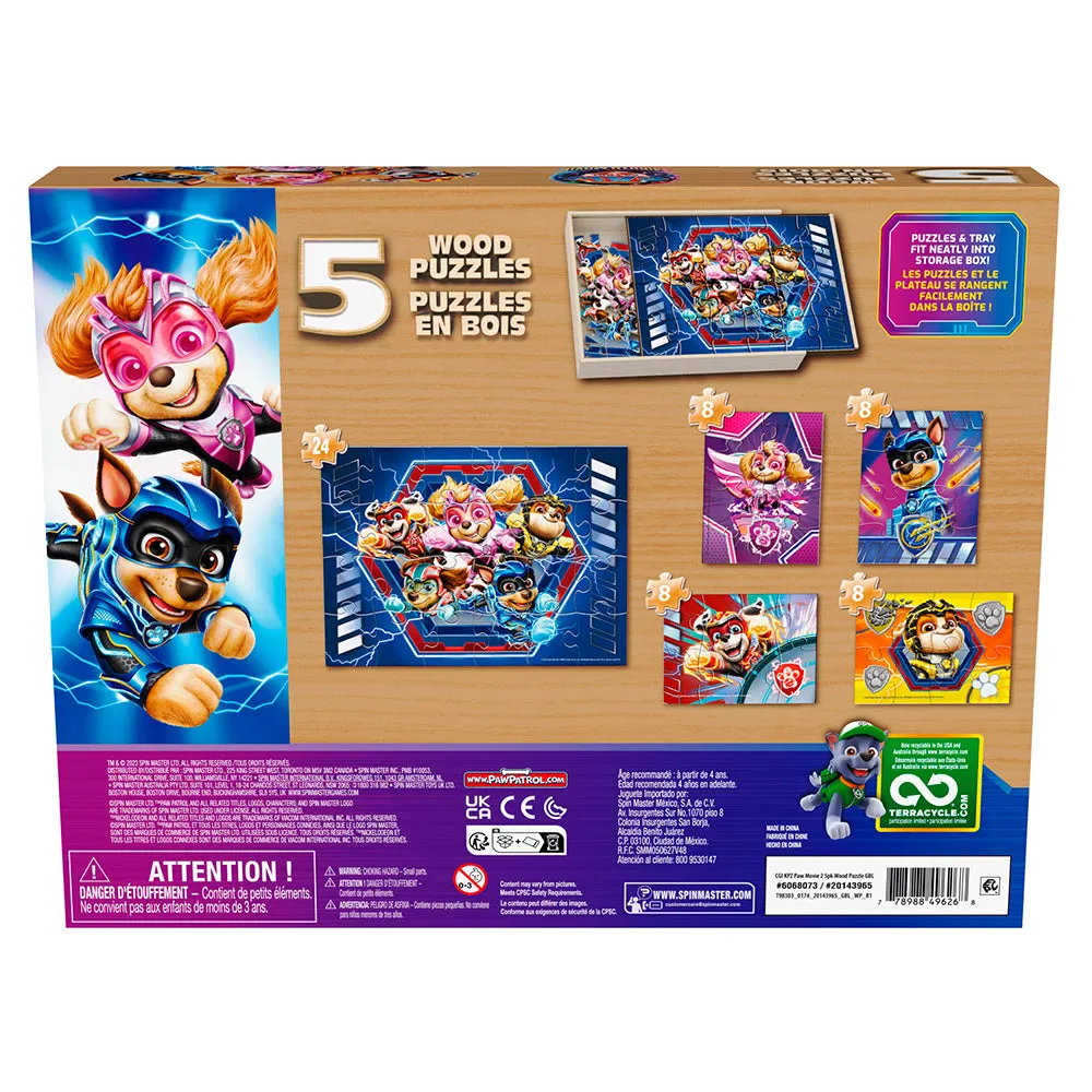 Paw Patrol Movie 2, 5-in-1 Wood Puzzles