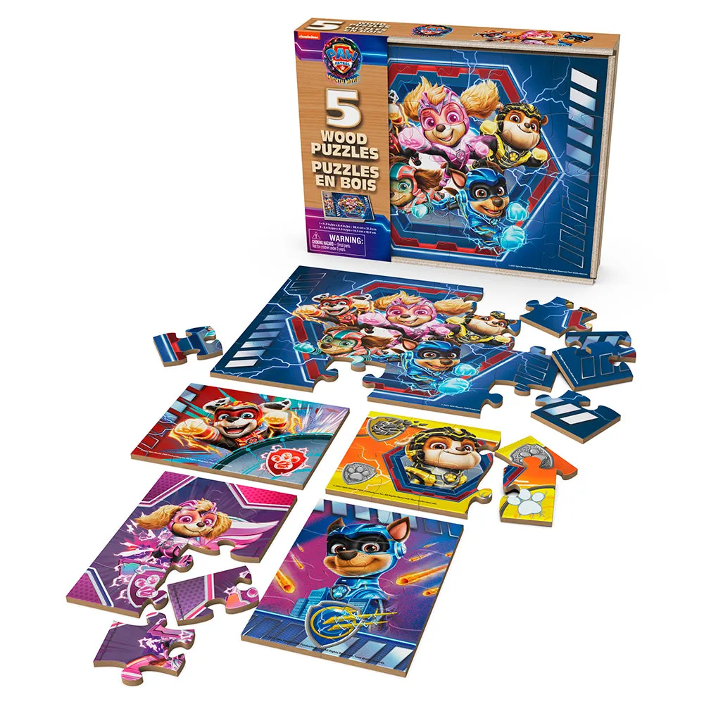 Paw Patrol Movie 2, 5-in-1 Wood Puzzles
