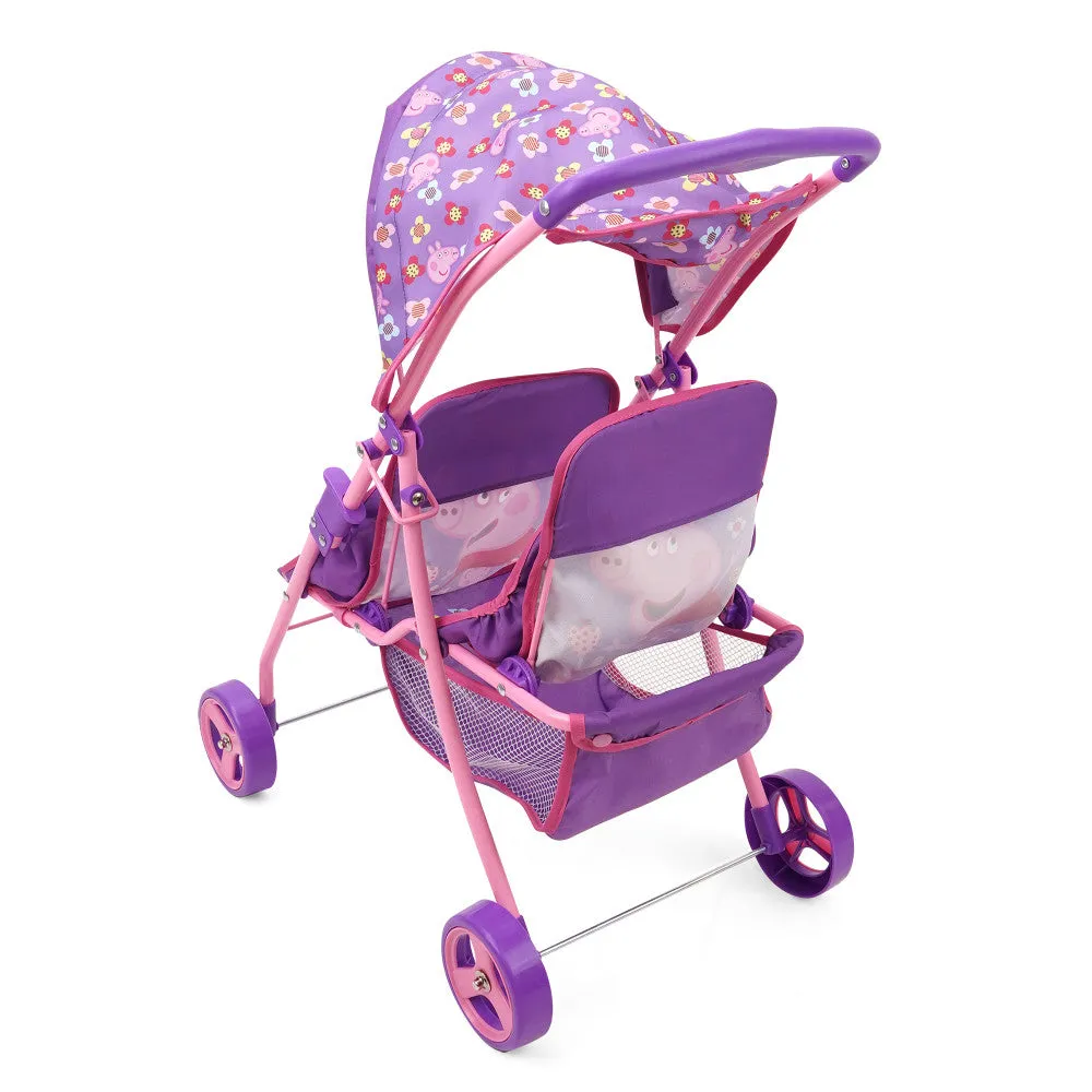 Peppa Pig Floral Twin Doll Stroller - Pink & Purple, Ages 3 