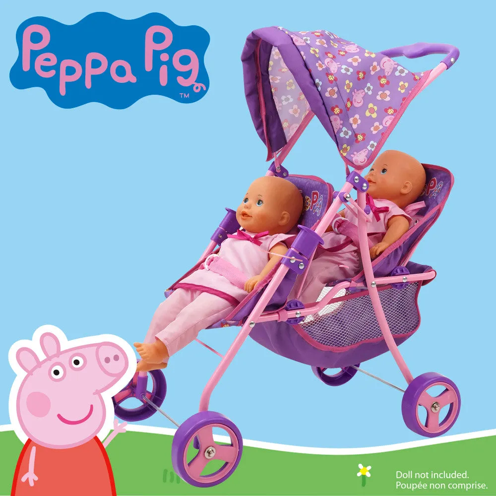 Peppa Pig Floral Twin Doll Stroller - Pink & Purple, Ages 3 