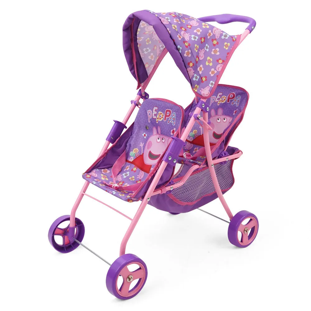 Peppa Pig Floral Twin Doll Stroller - Pink & Purple, Ages 3 
