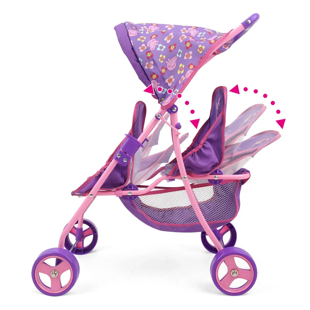 Peppa Pig Floral Twin Doll Stroller - Pink & Purple, Ages 3 
