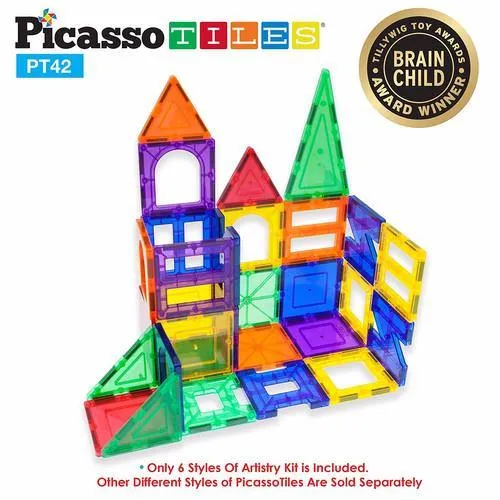 PicassoTiles 3D Magnetic Building Block Tiles PT42 - 42 Piece Set