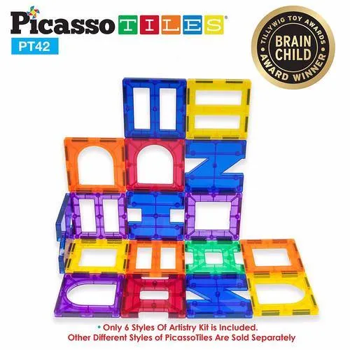 PicassoTiles 3D Magnetic Building Block Tiles PT42 - 42 Piece Set