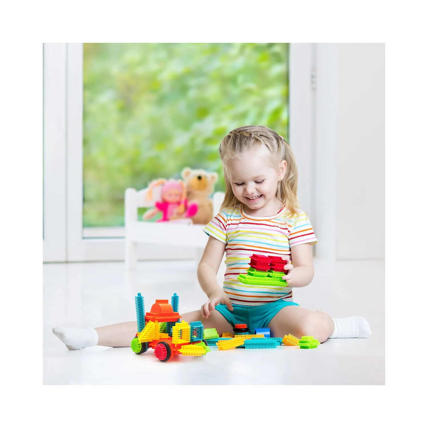 PicassoTiles Bristle Shape 3D Building Block: 120 Pcs