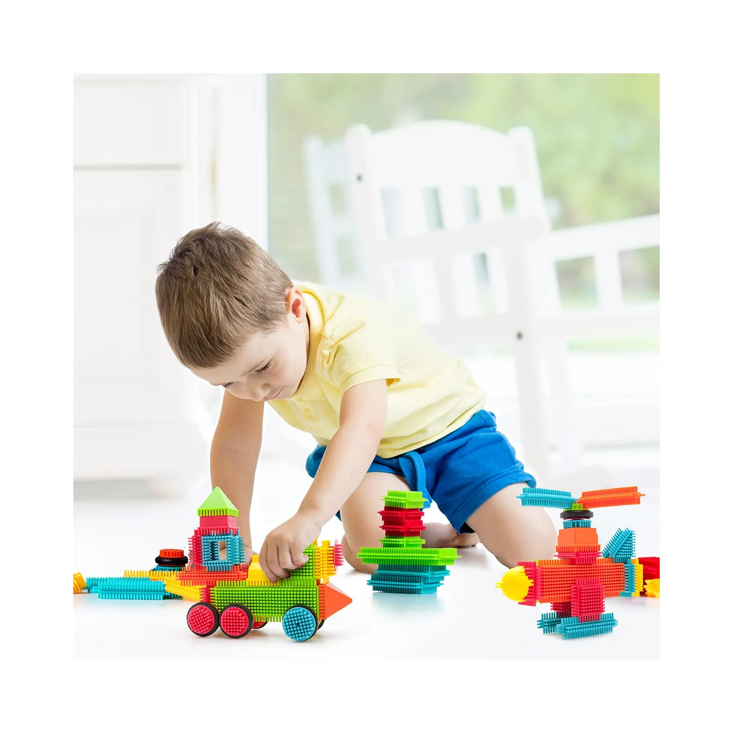 PicassoTiles Bristle Shape 3D Building Block: 120 Pcs