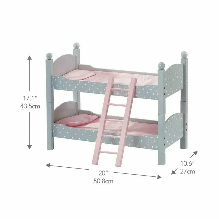 Polka Dots Princess Double Bunk Bed for 18" Dolls - Gray
