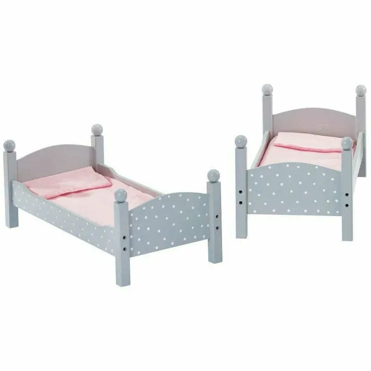Polka Dots Princess Double Bunk Bed for 18" Dolls - Gray