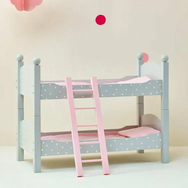 Polka Dots Princess Double Bunk Bed for 18" Dolls - Gray