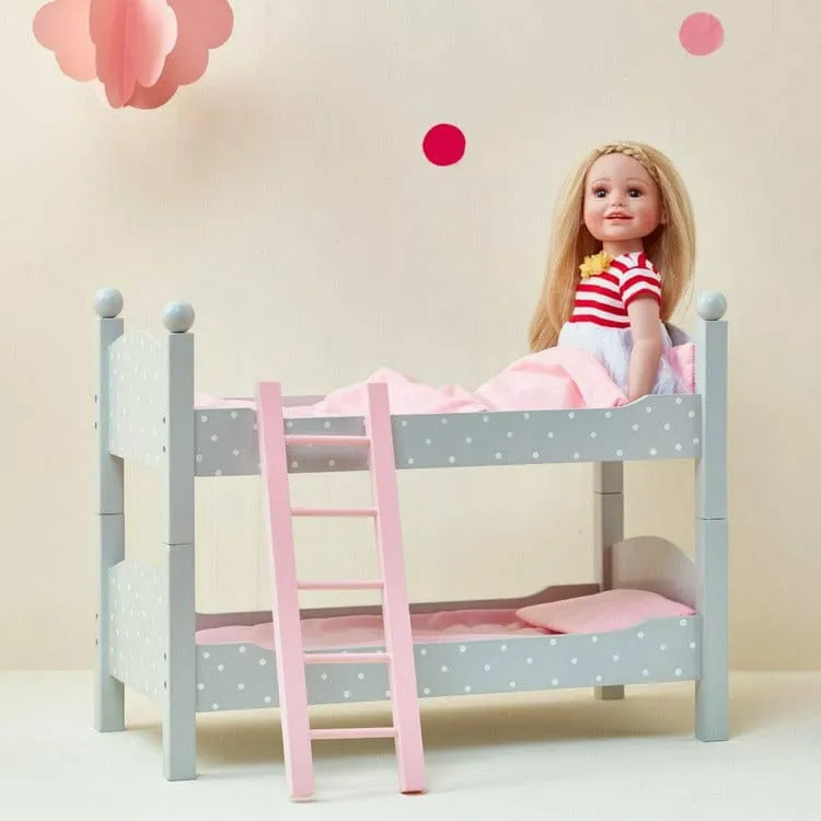 Polka Dots Princess Double Bunk Bed for 18" Dolls - Gray