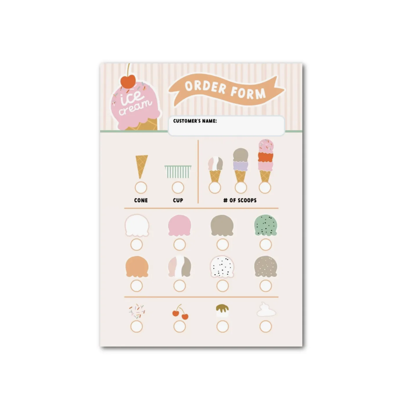 Pretend Play Ice Cream Shop Notepad