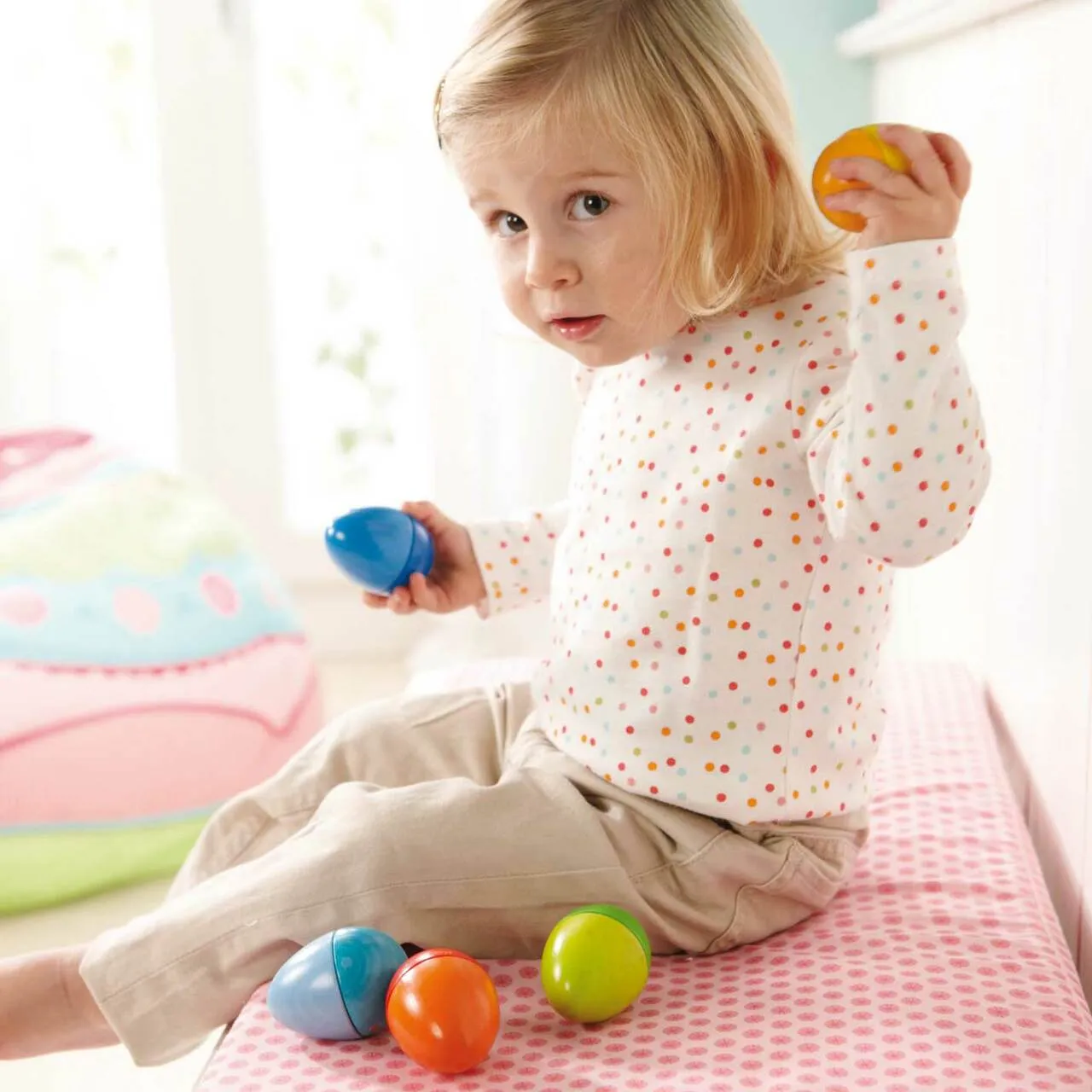 Set of 5 Wooden Musical Eggs by Haba