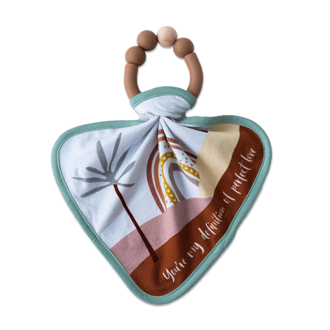 Silicone Teether Single Ring   Tencel Duluxe Lovey Set
