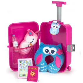Sophia’s by Teamson Kids 18" Doll Holiday Travel Suitcase 7 Pcs Set with Sleeping Mask, Neck Pillow, Tablet, Passport, Luggage Tag and Water Bottle