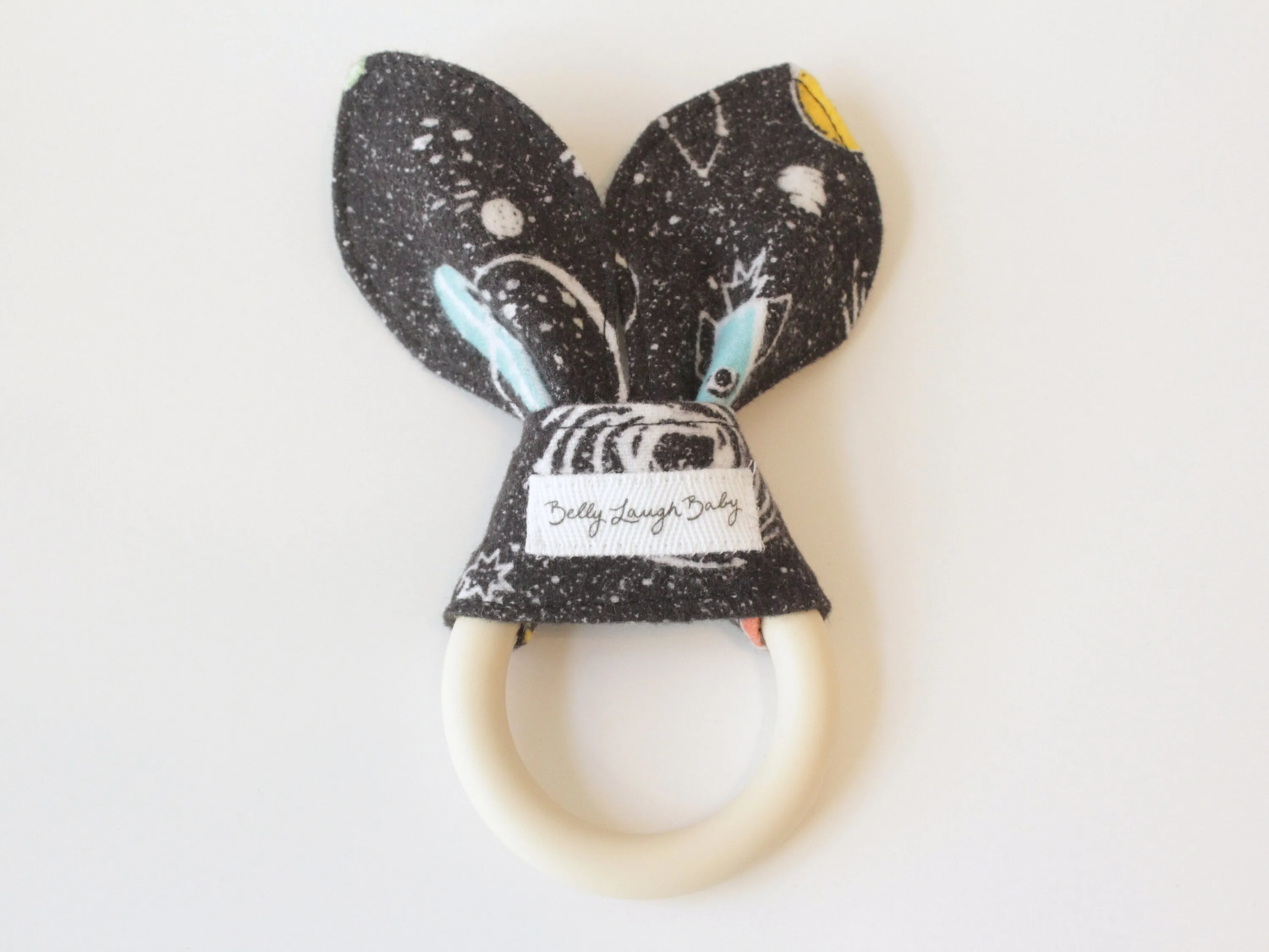 Space Galaxy Silicone Bunny Ear Teether | Gender Neutral Baby Shower Gift Sensory Toy | CPSC Compliant