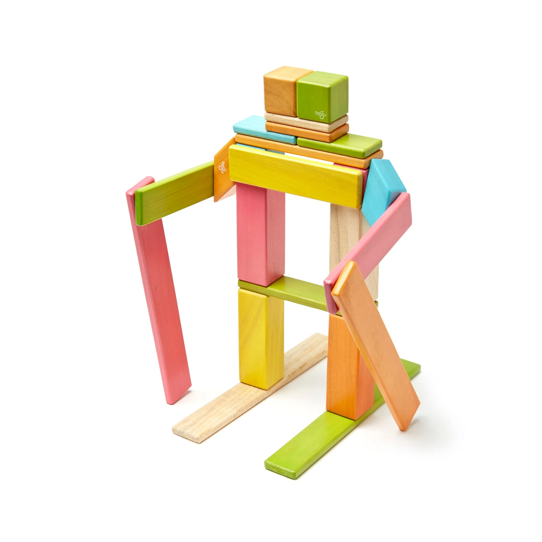 Tegu Magnetic Wooden Blocks, 24-Piece Set, Tints