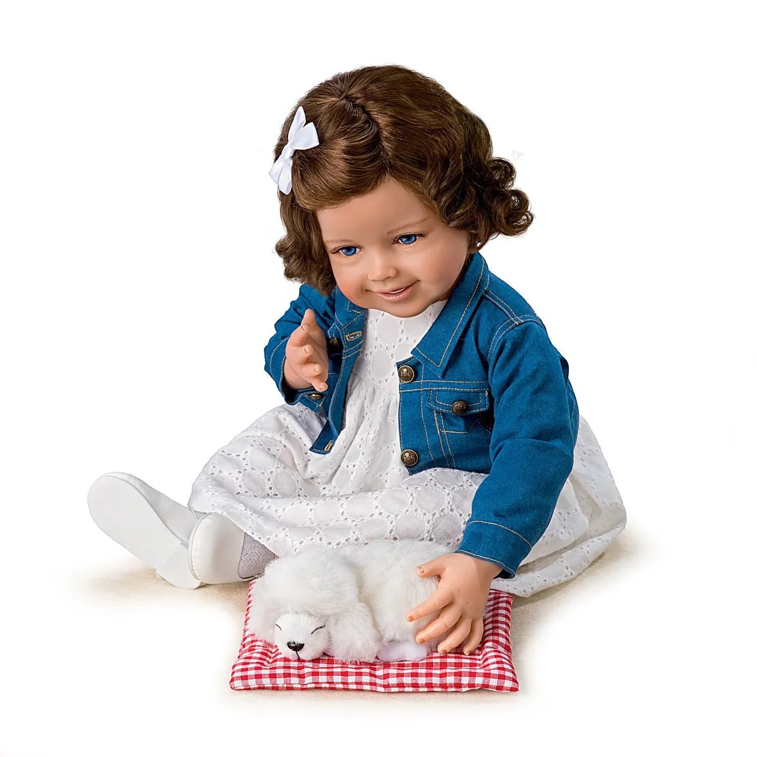 The Ashton-Drake Galleries My New Best Friend Hold That Pose! Child Doll And Plush Puppy Set by Ping Lau 24-inches