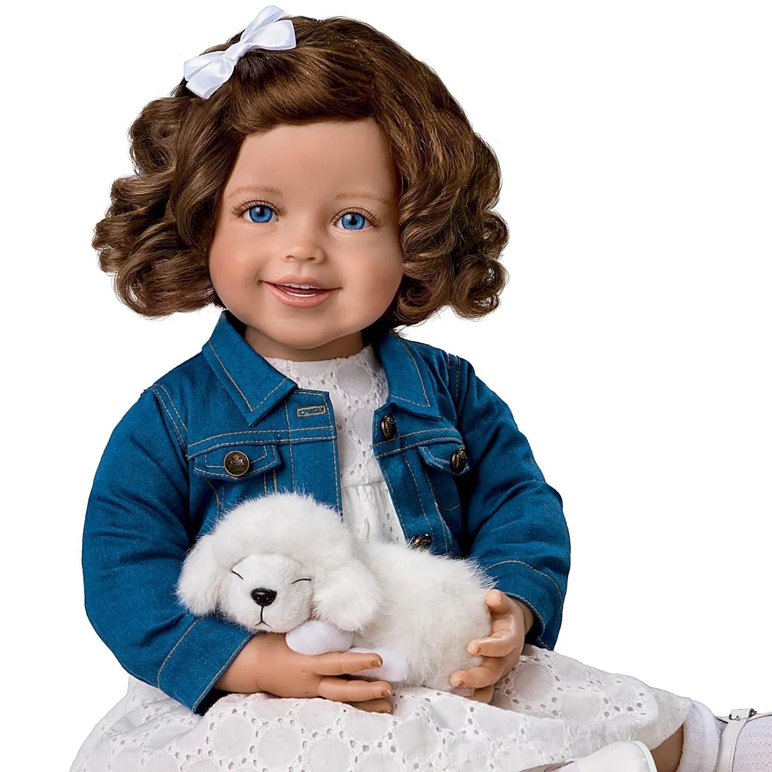 The Ashton-Drake Galleries My New Best Friend Hold That Pose! Child Doll And Plush Puppy Set by Ping Lau 24-inches