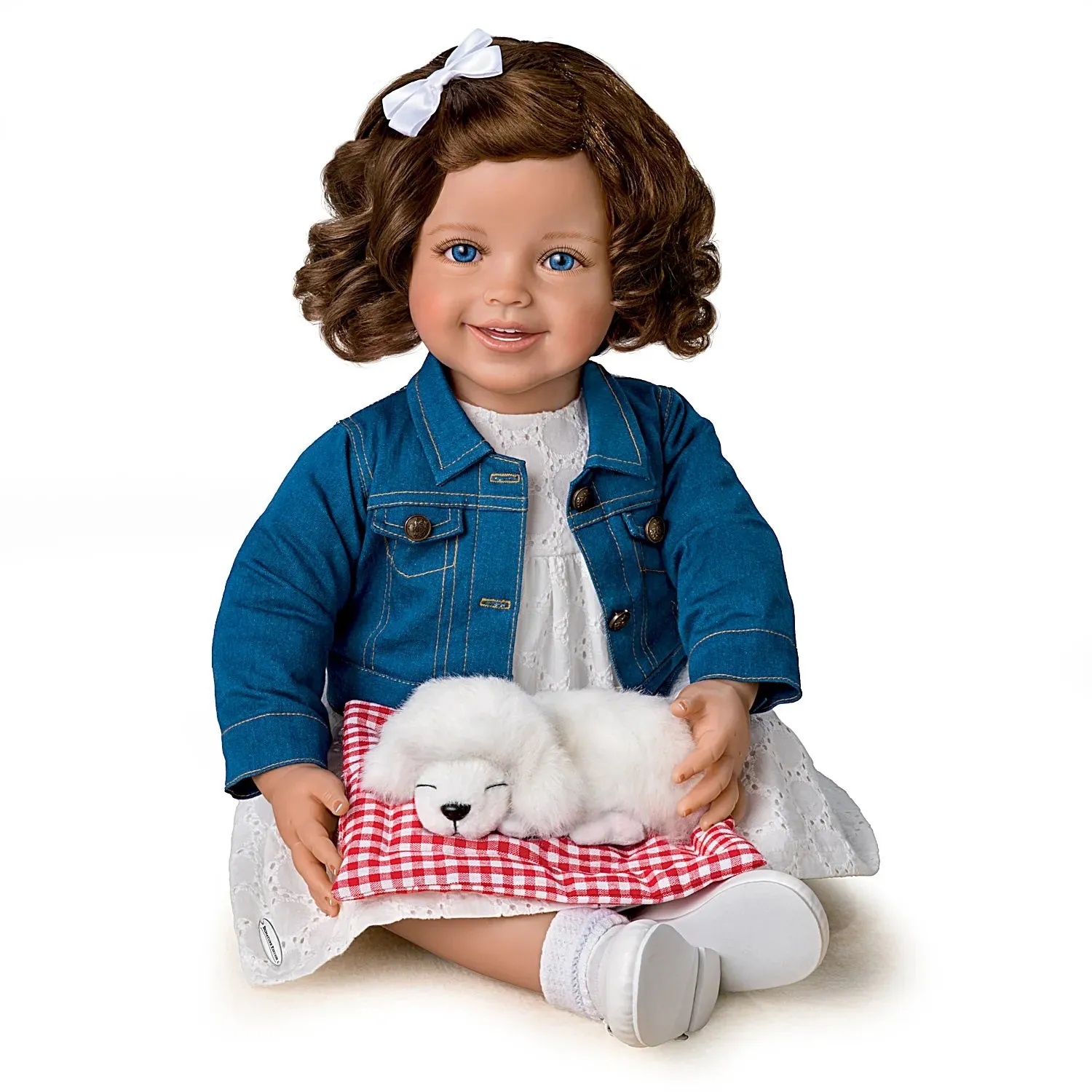 The Ashton-Drake Galleries My New Best Friend Hold That Pose! Child Doll And Plush Puppy Set by Ping Lau 24-inches