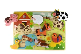 TOOKY TOY Wooden Chunky Puzzle - Farm