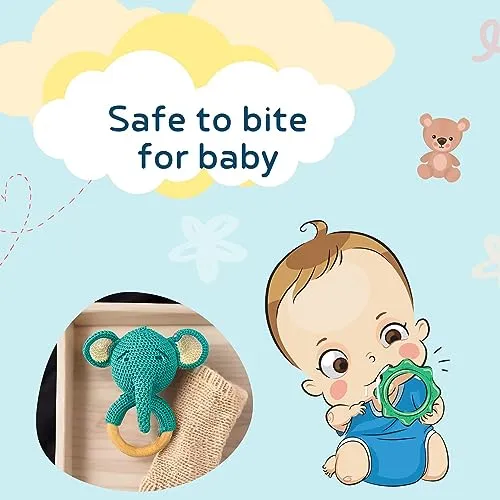 TOYPENTER Baby Rattle for Newborn, Crochet Elephant Rattle/Soft Toys for Newborns/Infants/Kids & Babies