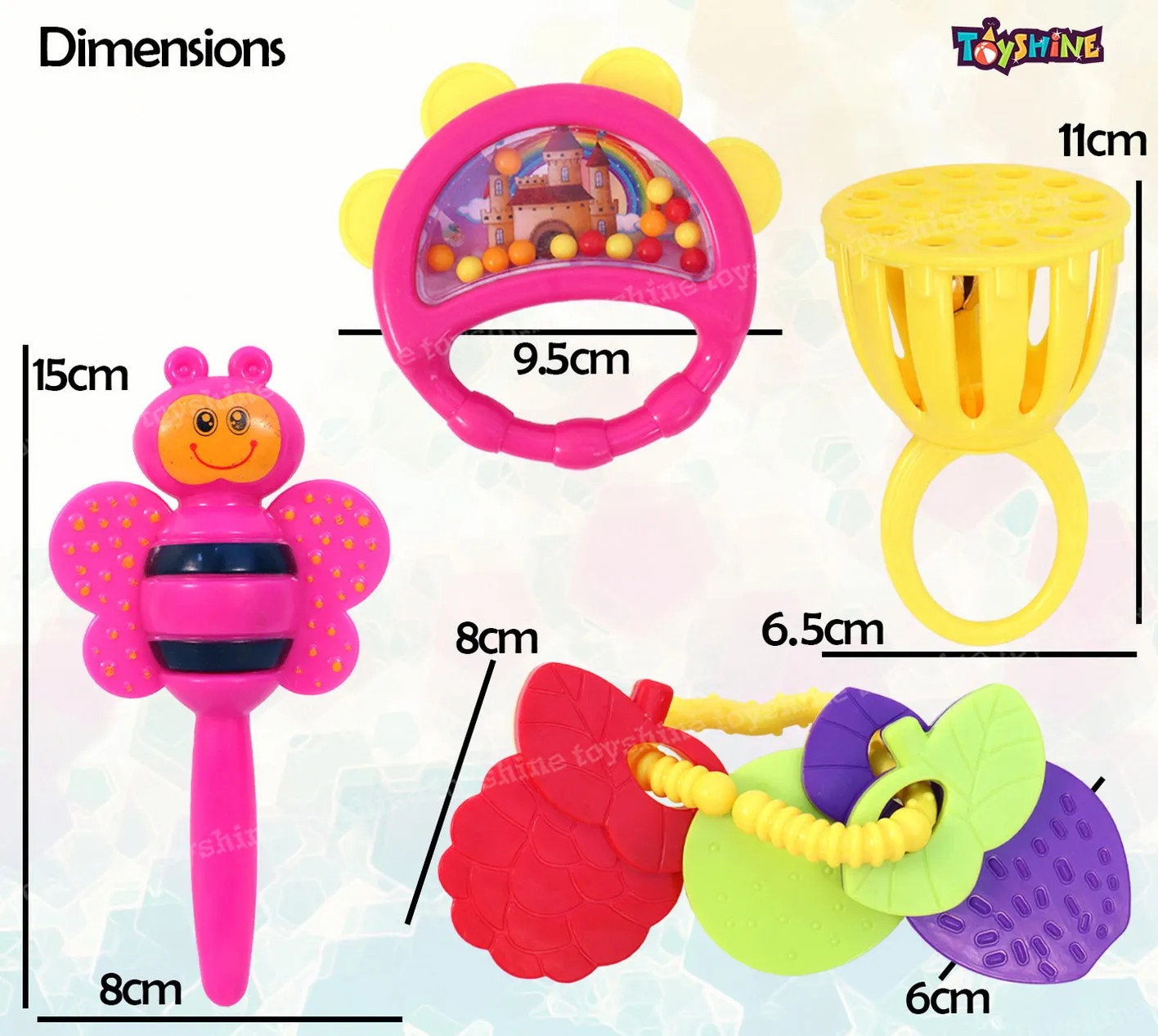 Toyshine Pack of 6 Rattle Set for New Born Babies - Non Toxic
