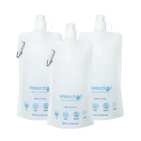Waterdrop Collapsible Water Pouch, Pack of 3