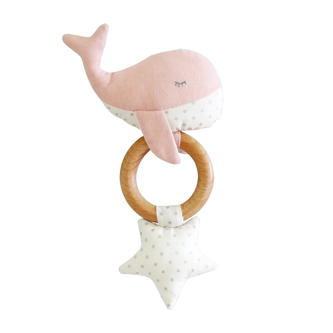 Whimsy Whale Teether Rattle - Pink