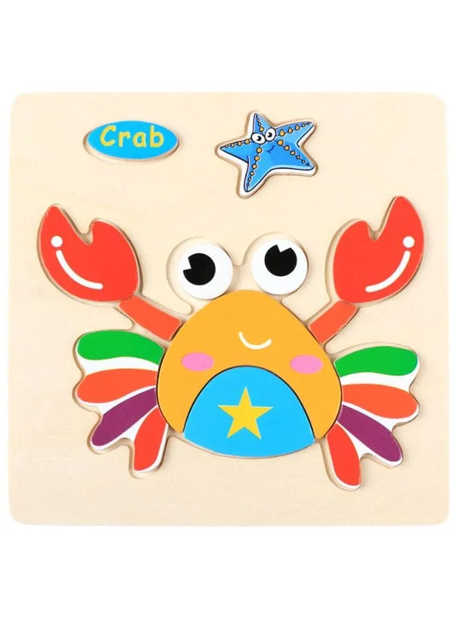 Wooden Puzzles for Kids Boys and Girls Animals Set Crab & Fish