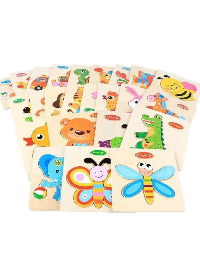 Wooden Puzzles for Kids Boys and Girls Animals Set Monkey