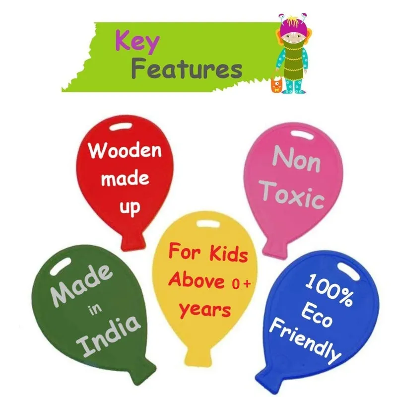 Wooden Rattles for New Born Babies- Pack of 4 pcs (multicolor)